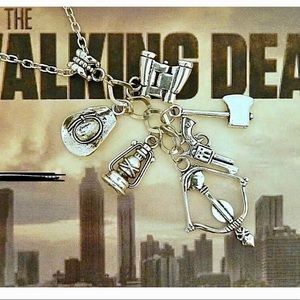 Unisex Antique silver 6 charm chain The Walking Dead Theme 22 inch long
